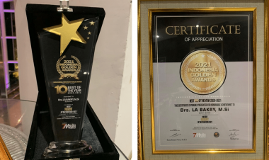 La Bakry Diganjar Penghargaan Emas  Bupati Terbaik 2021