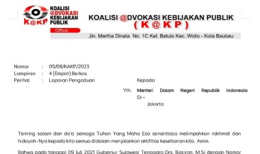 KAKP Laporkan SK Pemberhentian Basiran dari JPT Pratama kepada Mendagri