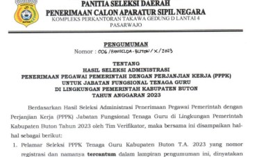 1.421 Pelamar PPPK Pemkab Buton Lulus  Seleksi Administrasi