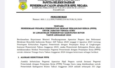 Pengumuman Seleksi PPPK Buton 2024: 351 Formasi Guru Sudah Tersedia